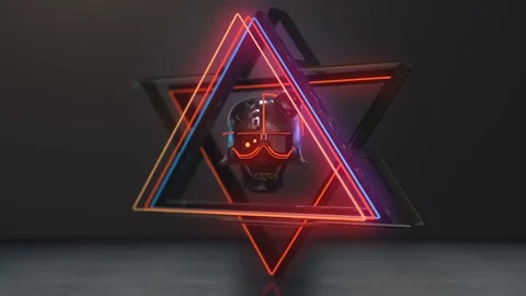 Futuristic skull cyberpunk render 스톡 동영상 82199721