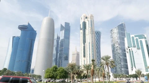 Futuristic skyline of Doha, Qatar Stock Footage 104724639