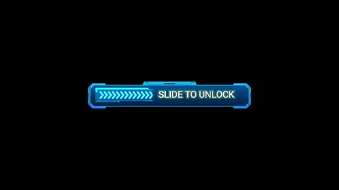 Futuristic slide to unlock button ui element on black background Stockbeeldmateriaal 335698488
