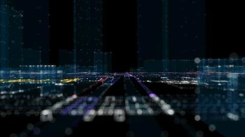 Futuristic Smart Digital City. Smart City And Technology Business Concept Stock Illustration