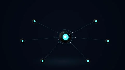 Futuristic Smart Grid Electrical Distribution Hub with Glowing Cyan Connect.. Stock Footage 345775451