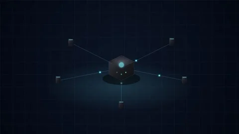 Futuristic Smart Grid Electrical Hub with Glowing Cyan Connection Lines and.. Stock Footage 345775452