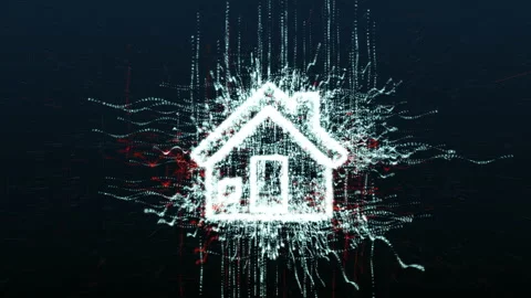 A futuristic smart home of the future. Technological digital housing Video stock 133289940