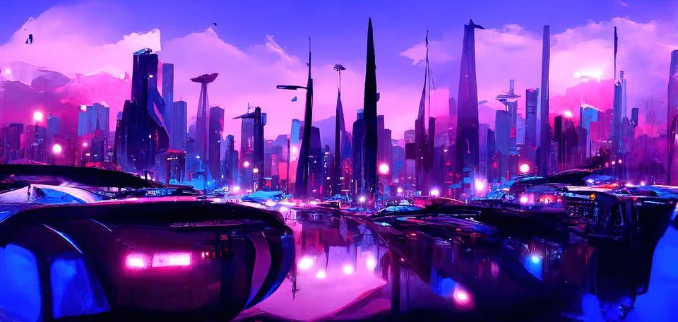 Futuristic smart megacity architecture digital IOT connected city buildings a Ilustración de archivo