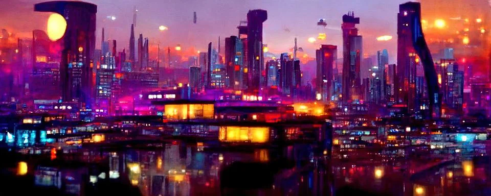Futuristic smart megacity architecture digital IOT connected city buildings a Illustrazione stock