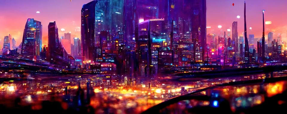Futuristic smart megacity architecture digital IOT connected city buildings a 스톡 일러스트