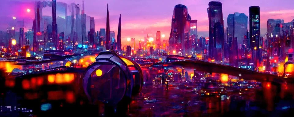 Futuristic smart megacity architecture digital IOT connected city buildings a Illustrazione stock