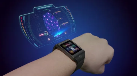 Futuristic smart watch technology Stock Footage