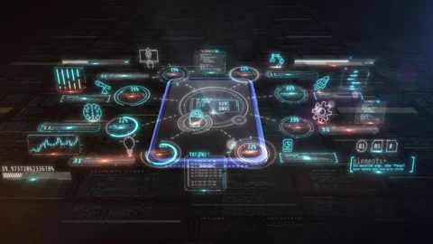 Futuristic smartphone displaying global data communication network Stock Footage 334501649