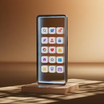 Futuristic Smartphone Interface Concept. Transparent Glass Mobile Phone Wit.. 스톡 일러스트