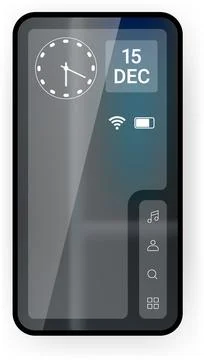 Futuristic Smartphone UI Concept with Clock and Icons Stock Illustration