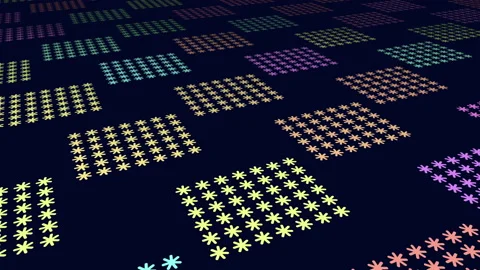 Futuristic snowflakes pattern in rows with rainbow color 動画素材 216897402