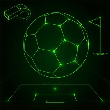 Futuristic soccer objects outline Illustrazione stock