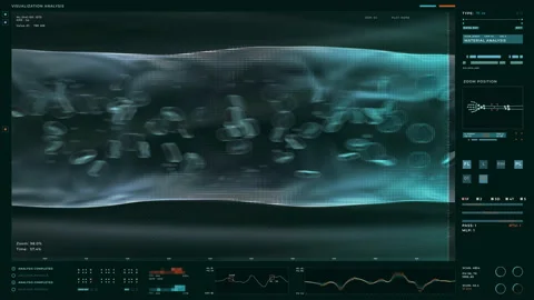 Futuristic software analysis of the cells flowing in the patients bloodstream Stock Footage 201420592