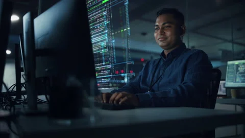 Futuristic Software Developer Stock Footage 166298320