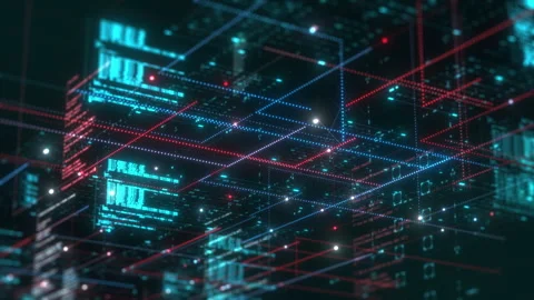 Futuristic software development Video stock 256629727