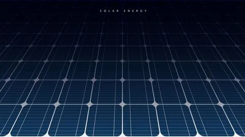 Futuristic solar panel technology background with digital grid lines and gl.. Illustrazione stock