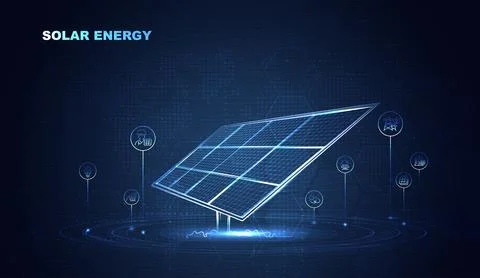 Futuristic solar panel technology concept with digital interface, clean ene.. Stock-Illustration