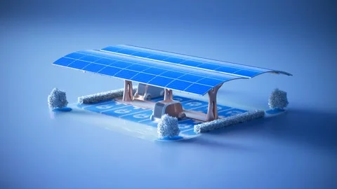 Futuristic Solar-Powered EV Charging Station Stock Footage 288979640