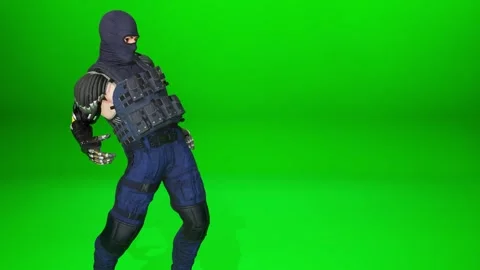 Futuristic Soldier Dynamic Movement VFX Asset Stock Footage 320100933