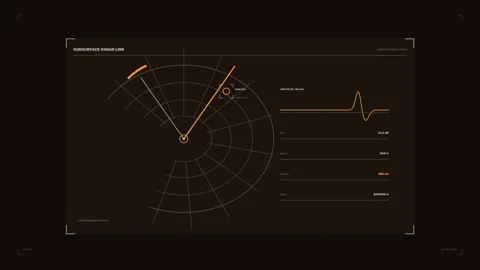 Futuristic Sonar HUD with Radar Rings and Target Marker Stock Footage 342557543