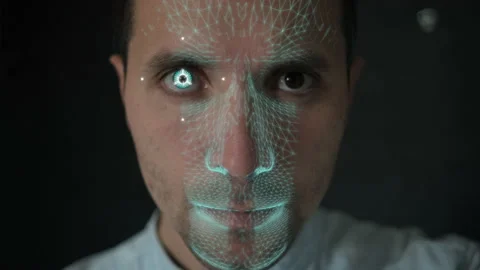 Futuristic sophisticated innovative technology scanning with augmented reality h Stock Footage 161161577