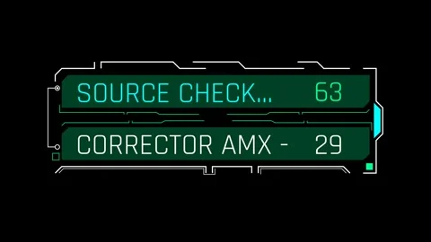 Futuristic Source Check Interface With Corrector Status And System Verification Stock Footage 344960960