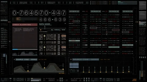 Futuristic source code digital data telemetry motion graphic display Stock Footage 99617325