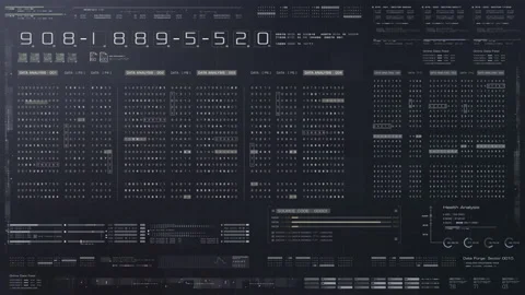 Futuristic Source Code Digital Data Telemetry Display Stock Footage 154440532
