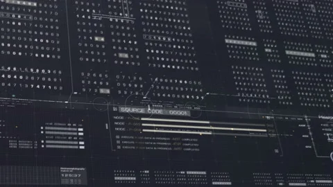 Futuristic Source Code Digital Data Telemetry Display Stock Footage 154496947