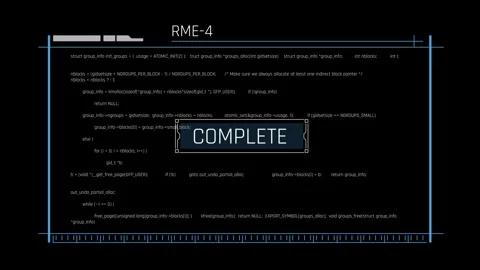 Futuristic Source Code Interface With Complete Execution Status Stock Footage 341356022