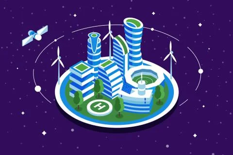 Futuristic space city Stock Illustration