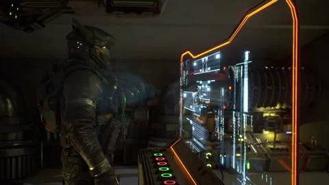Futuristic Space Command Center in Full Action Stock Footage 151657409