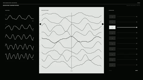 Futuristic Space Command Waveform Interface Seamless Loop Stock Footage 342256482
