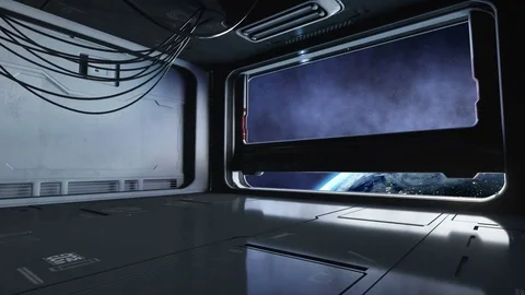 Futuristic space corridor, tunnel. flight view of the earth. Cinematic 4k 스톡 동영상 71383496