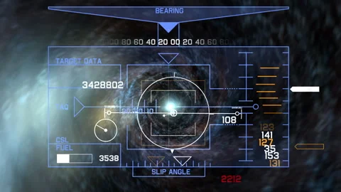 Futuristic Space HUD Targeting Interface With Navigation Data In Space Stock Footage 330413195