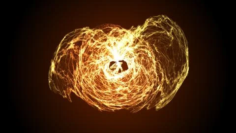 Futuristic space particles connected in bright round energy nebula structure イラスト素材