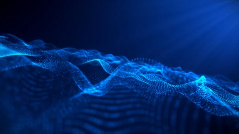 Futuristic space sci-fi glowing bright magical abstract waves with particles Stock Footage 249619083