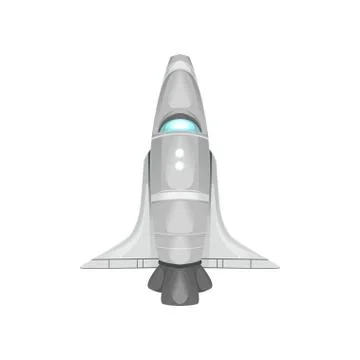 Futuristic space shuttle for traveling through universe. Detailed silver or Illustrazione stock
