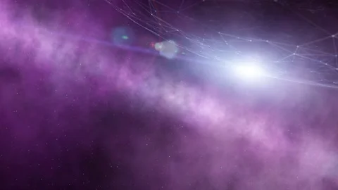Futuristic space with sphere and shiny star Stock Footage 229009583
