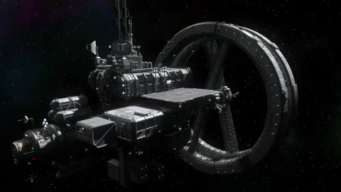 Futuristic Space Station in Deep Space. Stock Footage 157496526