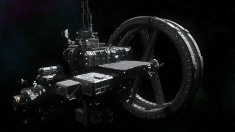 Futuristic Space Station in Deep Space. Stock Footage 158882442