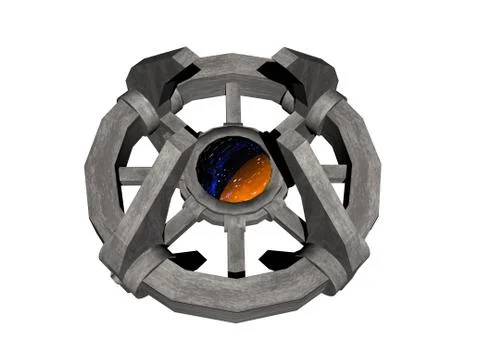 Futuristic space station hovers in space Stock Illustration