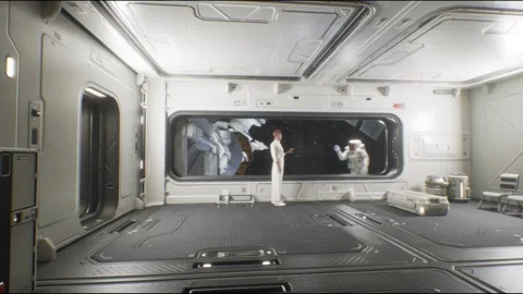 A futuristic space station in low-Earth orbit, comfortable conditions with 動画素材 305534341