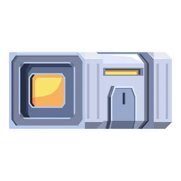 Futuristic space station module with glowing window and door Illustrazione stock