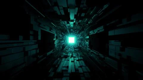 Futuristic space tunnel corridor with nice glowing shine background 3d rendering Stock Illustration
