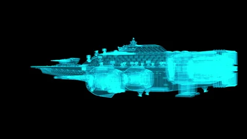 Futuristic Spacecraft Design: Intricate Digital Model Visualized in Blue Hue 库存影片 334583275