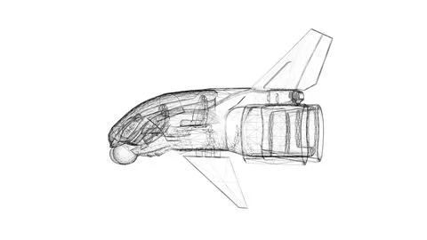 Futuristic spacecraft design in wireframe illustration Illustrazione stock