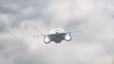 Futuristic Spacecraft flying in the sky. Stock Footage 165605592