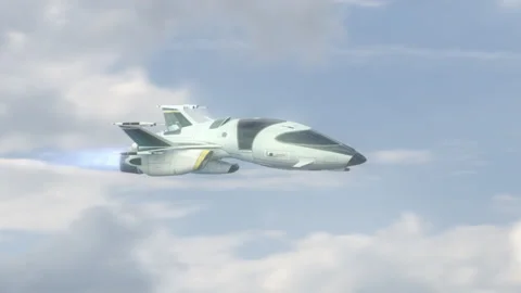 Futuristic Spacecraft flying in the sky. Stock Footage 166169637